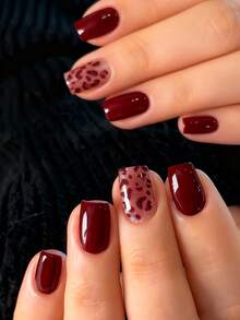 Thể hiện tình yêu của bạn với 24 chiếc móng tay ngắn đơn giản và thanh lịch màu đỏ lốm đốm bạc lấp lánh màu đỏ tía móng tay giả thời trang hình báo móng tay giả che phủ toàn bộ cho phụ nữ và trẻ em gái bao gồm 1 tờ keo dán và 1 chiếc giũa móng mini gel thạch giao hàng ngẫu nhiên - Đỏ - Xem 1