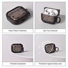 1pc Minimalist Black Heart Design [With Black Ring] Cute & Simple Creative Transparent Silicone Keychain/Holder For AirPods 1/2/3/4/Pro/Pro2/Pro3 - Multicolor - View 5