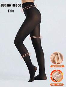 80G/220G Thicken Pantyhose Thermal Tights Leggings Women Warm Winter Fleece Velvet Thermo Stockings High Waist Elastic Slim Translucent Pantyhose Tights Stocks Underwear - 黑色 - 查看 3
