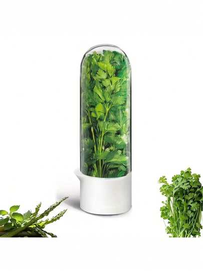 1pc Large Capacity Refrigerator Herb Preservation Box, Keeps Cilantro, Onion, Mint, Green Leafy Vegetables Fresh For 2-3 Weeks