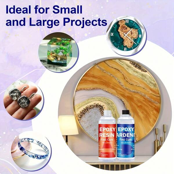 Jianchun Epoxy Resin Kit (32 oz) - 1:1 self-leveling formula for casting and coating, DIY jewelry, river tables, craft projects, mold making, and artistic creations.