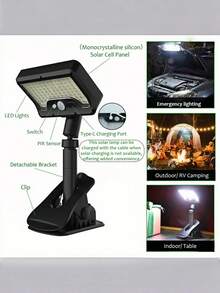 2025年新款上市，户外太阳能灯，方便超亮夹式太阳能灯，适用于户外露营、室内应急照明、庭院、围栏、花园、车间维护等多种场景。 - 彩色 - 查看 8