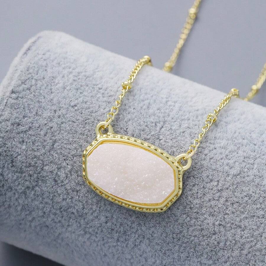1 Modern White Necklace - Oval Design For Collarbone - White - View 1