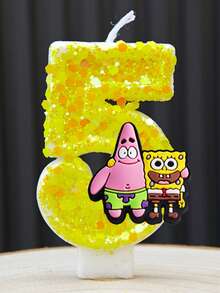 可爱的海绵宝宝数字蜡烛（0-9）——儿童生日蛋糕装饰！动漫卡通派对配件，海绵宝宝粉丝庆祝活动的完美主题用品！ - 彩色 - 查看 14