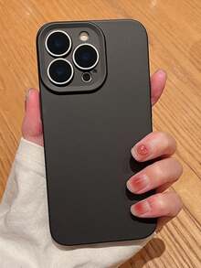 Bahan Silikon Hitam Solid, Casing Ponsel Pelindung Lensa Silikon Warna Solid, Kompatibel dengan iPhone 17 Pro Max 17 Pro 17 Air 16 15 14 13 12 Pro Max 11, Warna Permen, Pelindung Penuh, Hadiah Ulang Tahun - Hitam - View 3