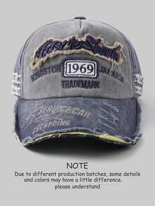 1pc Vintage Style Embroidered Letter Distressed Washed Hole Unisex Baseball Cap