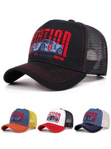 2026新款时尚透气网眼帽，汽车标志刺绣独特创意卡车帽，街头嘻哈风格户外日常通勤装饰帽，男女通用休闲运动遮阳帽，滑板帽 - STATION跑車 - 查看 1