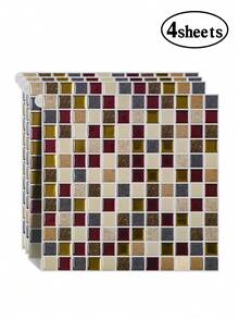 WoStick 10 Inch X 10 Inch Waterproof Textured Vinyl DIY Wallpaper, Self-Adhesive Backsplash Tile, Peel And Stick Mosaic Tile, For Home Decor - Rose Gold - View 14