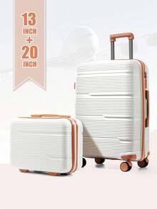 Floless 行李套装 2 件套 硬壳旅行拉杆箱 硬壳旅行拉杆箱 4 个万向轮 轻便聚丙烯行李箱 带 TSA 海关锁 万向轮 20 英寸 + 13 英寸 大号托运行李箱 耐用旅行行李箱