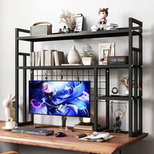 Durable Metal Desktop Shelf 37.4" 45.3" 4 Tier All Metal Desktop Bookshelf Heavy Duty Desk Display Storage Rack - 黑色 - 查看 1