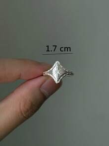 1 pieza Anillo abierto con decoración geométrica de estrella de moda, adecuado para el uso diario de las mujeres
