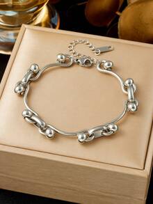 1 conjunto de joias estilosas de aço inoxidável e colar + pulseira, adequado para uso diário, presente