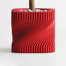 ORIZZONTE Modern Decorative Vase With Intertwined Spiral Structure – Dynamic Minimal Design For Plants, Cactus, Bonsai – Home/Office Gift Idea – Available In 2 Sizes – 100% Made In Italy, Shipping From Italy - 紅色 - 查看 4