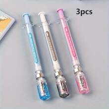 1/3/6pcs Vaccine Pen, Neutral Design, Novel Writing Tool, Plastic Material, Black Ink, Smooth Writing, Suitable For Office Signing, Stationery, Gift Pen, Durable Plastic Pen, Ink Pen, School Supplies. - Random Color - View 7