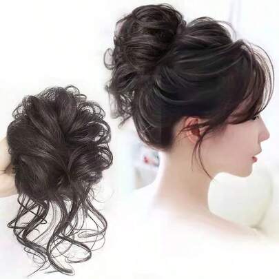 LYSW Tóc giả búi lỏng kiểu scrunchie, tóc giả đuôi ngựa dài bồng bềnh tự nhiên, phụ kiện búi tóc tạo độ phồng tức thì, phụ kiện tóc nữ HA2728, dây buộc tóc, dây chun buộc tóc, dây chun buộc tóc, phụ kiện tóc tại nhà, phụ kiện làm đẹp