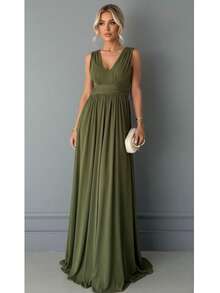 Women Maxi Dresses - Màu xanh Ô liu - Xem 2