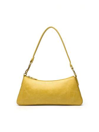 2025 Autumn New Women's Bag High-End Commuter Underarm Bag Chocolate Color Elongated Zipper Shoulder Bag