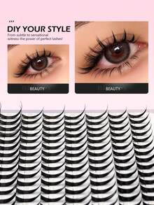 Asiteo 200pcs D-Curl Pointed Tip Cartoon Eyelash Extensions, Anime Thick Lash Clusters, Pointed Tip Individual Lashes, 12-20mm Length Cluster Lash Extensions, Fairy Individual Cluster Lashes - D - Xem 4