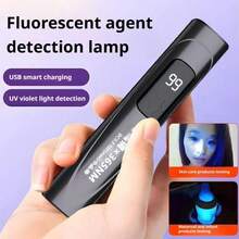 365nm紫外线手电筒，可调焦黑光灯，USB充电式紫外线手电筒，用于宠物尿液检测和固化照明 - 如圖所示 - 查看 10