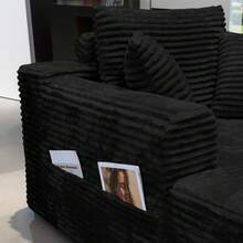 47'' Boneless Cloud Sofa Bed – Deep Seat Cushion No Assembly Required, Modern Fluffy Loveseat Couch For Living Room & Bedroom,For Small Spaces, Apartment, Movie Night - 黑色 - 查看 9