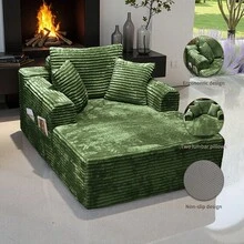 47'' Boneless Cloud Sofa Bed – Deep Seat Cushion No Assembly Required, Modern Fluffy Loveseat Couch For Living Room & Bedroom,For Small Spaces, Apartment, Movie Night - 綠色 - 查看 5