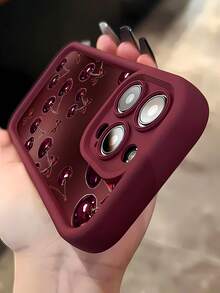 Funda para teléfono con diseño de lazos de cereza, compatible con teléfonos ,  16 Pro Max,  15 Pro Max,  13 y  12. Fabricada en TPU, es impermeable, resistente a golpes y arañazos. Ideal como regalo de Navidad para familiares, amigos, seres queridos o parejas. - Burdeos - Ver 4