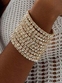 imoli 1pc Minimalist Chic Metal Elastic Claw Chain Bracelet, Elegant Versatile Jewelry Set For Women, Suitable For Daily Wear, Dates, Parties, Gifts - Multicolor - View 12
