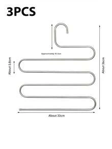 Percha para pantalones en forma de S, estante de almacenamiento multicapa para armario, antideslizante y ahorra espacio, adecuado para pantalones, vaqueros, etc., percha multifuncional, estante de almacenamiento para armario, esencial para la vuelta al cole - Plateado - Ver 15