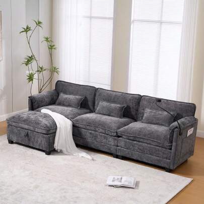 Modern 2-Sitzer Aus Chenille. Comfort Filling With Schaumstoff & Memory Foam. With USB Connectors, Pages, Handy Holders And Modular Modules. Ideal For Living And Home Office.Smaragd