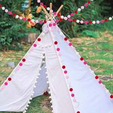 3 piezas Guirnalda de bolas de colores para el Día de San Valentín, corona de bolas de fieltro rojo, decoración de tela romántica para la habitación, decoración festiva para crear ambiente del Día de San Valentín