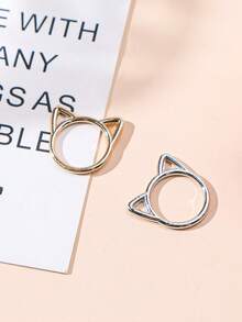 1pc Versatile Minimalist Cute Alloy Owl Accessory Jewelry - Cat Head - View 4