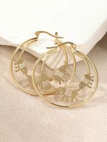 Elegant Handcrafted Gold Elephant Earrings, Women's Earrings, Anniversary Gift For Her - Gold - View 2