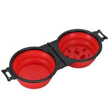 2 In 1 Dogs Portable Foldable Pet Double Bowl Collapsible Silicone Water Bowls For Dog Outdoor Travel Puppy Food Container - Multicolor - View 20