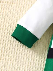 2pcs/Set Baby Boy Clover Print Patchwork Striped Cute Long Sleeve Romper + Hat - Green - View 5