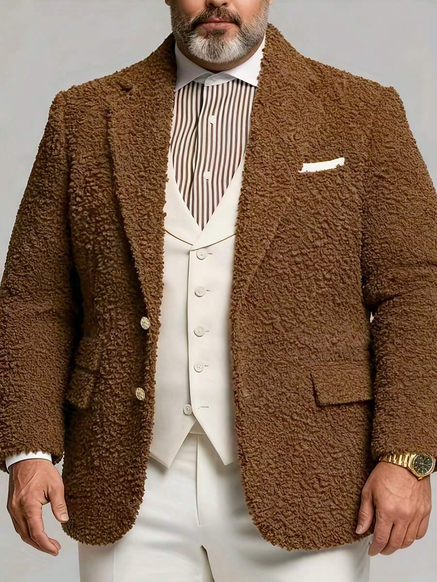 Áo khoác vest nam thời trang công sở thường ngày cỡ lớn thu/đông 2025 mới - màu nâu - Xem 1