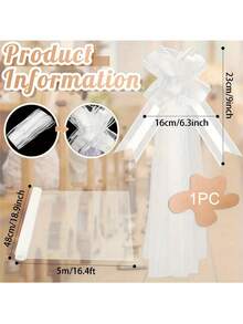 一套白色婚礼长椅蝴蝶结，带有长薄纱尾，适用于教堂座椅走道装饰、婚车装饰，大号蝴蝶结也适合新娘送礼会、生日、周年纪念日等场合。 - 彩色 - 查看 4