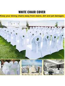 4/10/20/30PCS Wedding Banquet Hotel White Elastic Chair Covers, One-Piece Chair Covers, White Full-Coverage Thickened Chair Covers, Reusable Elastic Skirts For Large Exhibitions, Universal Elastic Chair Covers, Engagement Ceremony, Office Meeting Chair Covers - White - View 8