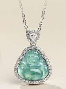 1件新款中国风不锈钢佛像吊坠项链，优雅独特的小众设计，女士适用 - 人像項鍊 - 查看 7