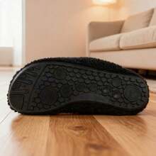 Pantuflas de mujer con diseño de dibujos animados de peluche, de moda para usar en casa en otoño/invierno - Negro - Ver 3