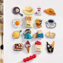 6 piezas Imanes de nevera 3D de comida, imanes decorativos lindos para refrigerador, imanes personalizados adecuados para cocina, pizarra de oficina, gabinete de almacenamiento, lavavajillas, decoración de cocina, decoración del hogar, regalo del Día de la Madre - Multicolor - Ver 6