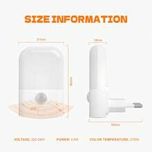 1/2 包装 欧盟标准插电式 LED 小夜灯，带运动传感器，亮度可调，智能夜灯，插入墙壁传感器，2700K - 查看 9