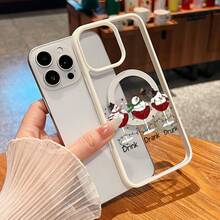 Funda para móvil con diseño de muñeco de nieve y cóctel. Compatible con teléfonos ,  17,  16 Pro Max,  15 Pro Max,  13 y  12. Fabricada en TPU, ofrece protección contra golpes y caídas. Un regalo ideal para familiares, amigos, seres queridos, parejas y para Navidad. - Blanco - Ver 1