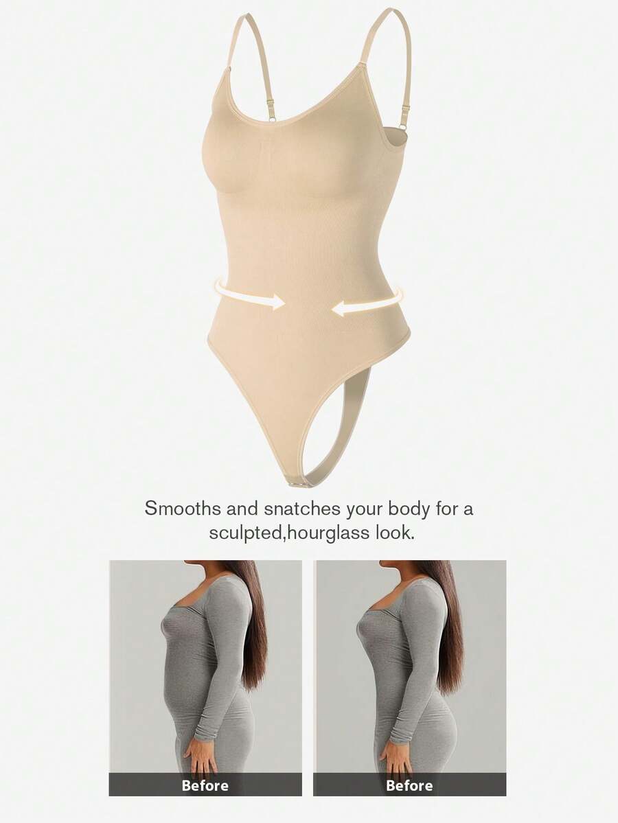 1pc Women Seamless Shapewear Bodysuit, Thong Bottom, Slimming Shaping Bodysuit, Tummy Control Bodysuit, Shapewear, Waist Trainer