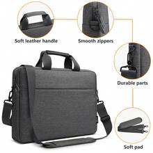 TECOOL 适用于14-17.3英寸华硕、惠普及其他品牌笔记本电脑的加厚肩带笔记本电脑包，防水防震，深灰色。 - 深灰色 - 查看 3
