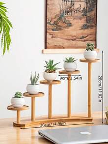 1個多功能竹製桌面花架，小型植物架，多肉盆栽架，植物架，層架，迷你竹製角落展示架，多功能收納架，桌上架，花架，適用於花園、廚房、餐廳、居家桌面裝飾、浴室配件，竹製桌面架戶外裝飾，畢業禮、母親節節日禮物 - 五層圓形收納架 - 查看 6
