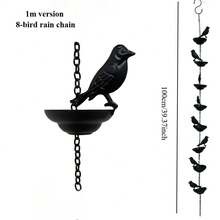 金属鸟形雨链，适用于屋檐排水沟 - 复古花园装饰，家居和露台的完美礼物 - 黑色 - 查看 14