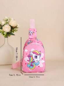 1 Piece Nylon Zipper Closure, Cartoon Cute Unicorn Five-Pointed Star Chest Bag Niche Design Bag Crossbody Bag Kindergarten Coin Purse Suitable For All Occasions Comfortable Shoulder Strap, Versatile And Not Fussy, Suitable For Playing, Commuting To School, A Perfect Gift For Friends, Relatives And Teenagers - Pink - View 7