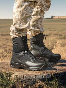Giày bốt làm việc ngoài trời có khóa kéo bên hông dành cho nam Giày bốt chiến đấu đi xe máy leo núi Valentine - màu đen - Xem 8