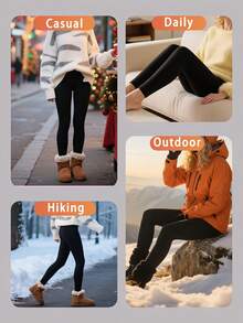 1 chiếc quần legging giữ nhiệt nữ, quần dài giữ nhiệt dày dặn cạp cao với thiết kế dây chéo, quần bó sát co giãn thích hợp cho yoga và thể dục, cạp quần co giãn thoải mái, phù hợp cho đi bộ đường dài, tập thể dục, giữ ấm và định hình vóc dáng vào mùa đông. - màu đen - Xem 5