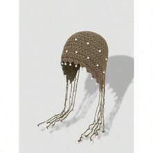 1pc Women's Handmade Crochet Hollow Out Beanie Hat, Lightweight Knitted Tassel Decor Cap, Fashion Headwear For Summer Sun Protection, Boho Style, Suitable For Mother And Daughter, Women Vacation, Halloween - Nhiều màu - Xem 6